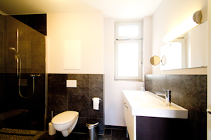 Ferienwohnung Auszeit im Ostseebad Ahrenshoop - Badezimmer mit Tageslicht und Dusche